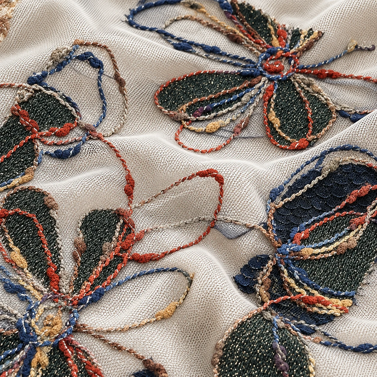 Ceremonial · Ivory Botanical Embroidery 面料参考