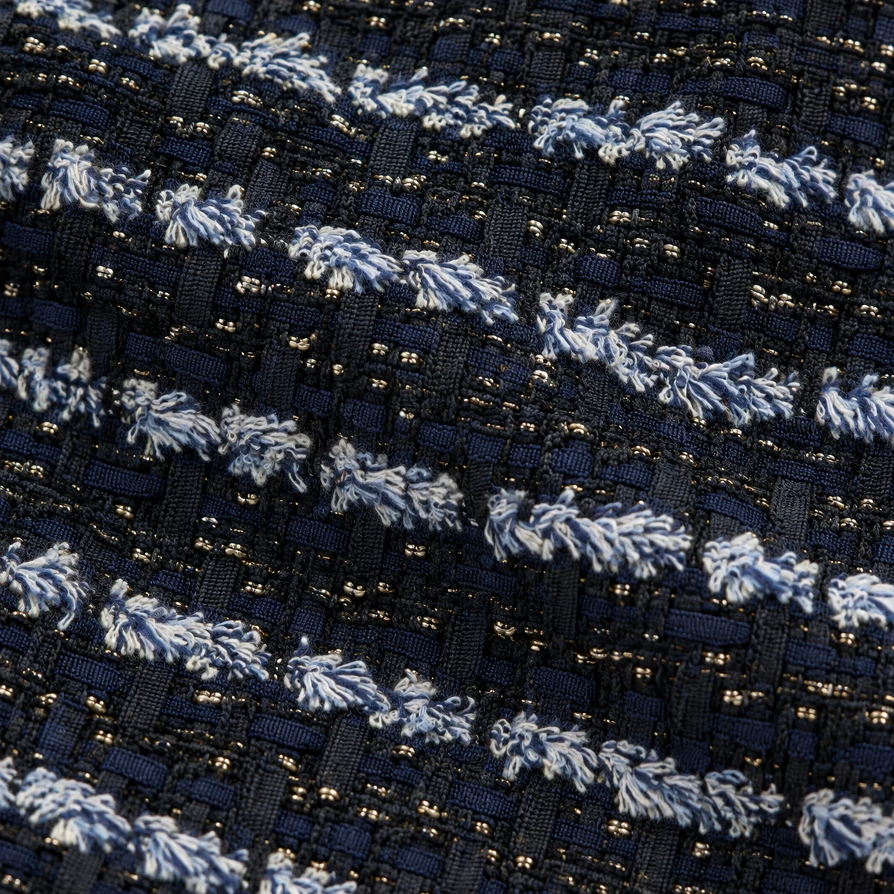 Tweed · Navy Ivory Texture 面料参考